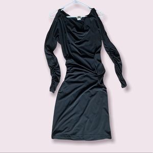 Cache Cowl Neck Cold Shoulder Black Dress